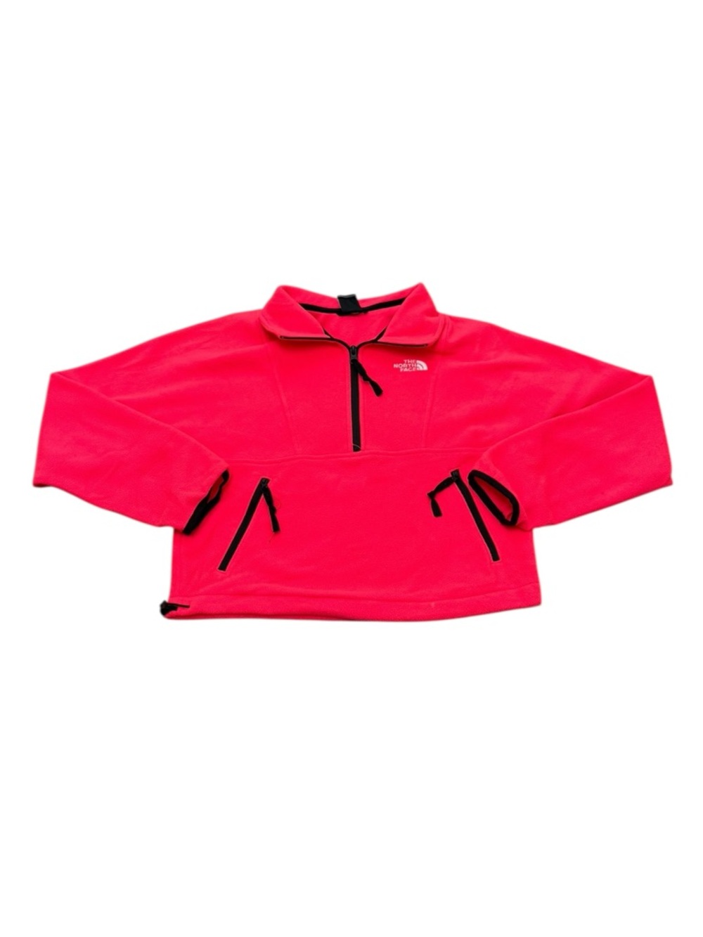 The North Face Womens Pink Fleece Quarter Zip Jacket XS 2010s Cropped Fit